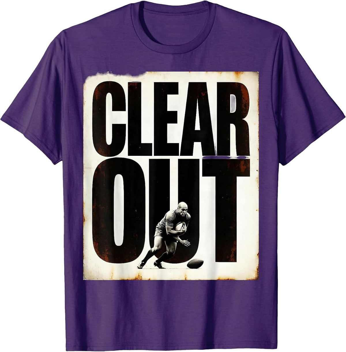 Clear Out Funny Rugby Player Coach Fan Vintage Humor T-Shirt - Purple