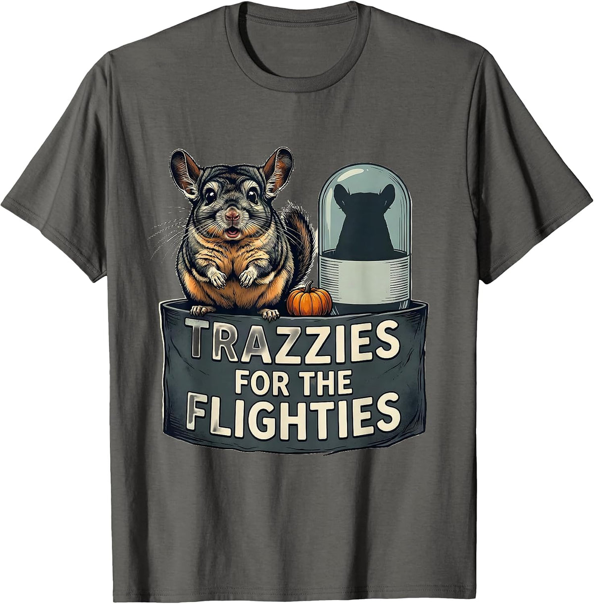Men's Trazzies For The Flighties Funny Vet Tech Halloween Medicine T-Shirt - Asphalt Grey
