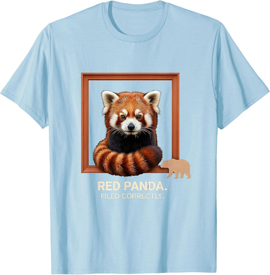 Men's Red Panda Filed Correctly Funny Panda Lover Animal Humor T-Shirt - Baby Blue