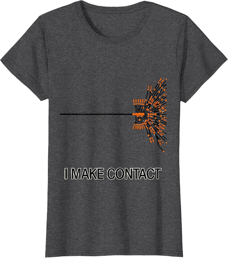 Women's I Make Contact Funny Electrician Trade Pride Lineman Gift T-Shirt - Dark Heather Grey