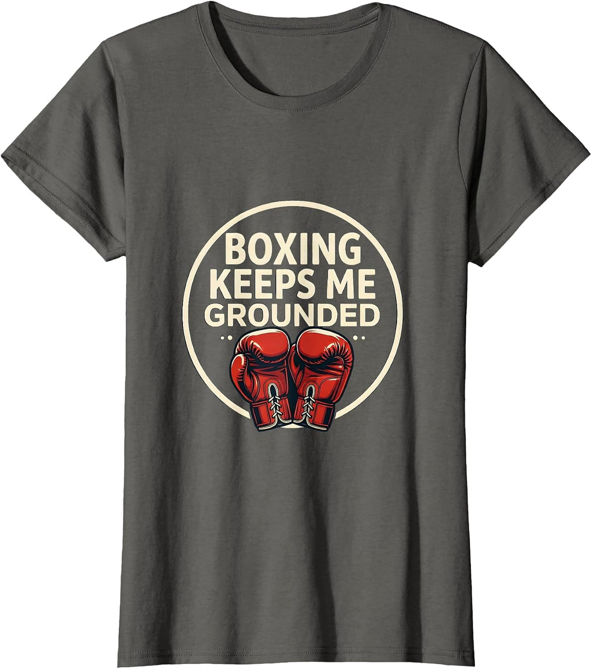 Women's Boxing Keeps Me Grounded Vintage Athletic Boxing Fan Gift T-Shirt - Asphalt Grey