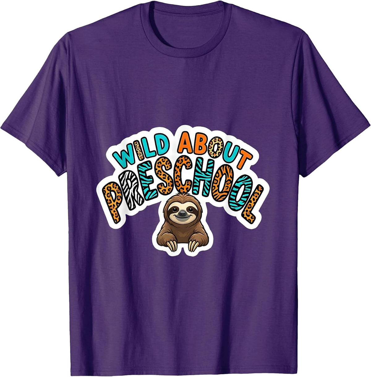 Wild About Preschool Playful Teacher Appreciation School T-Shirt - Purple