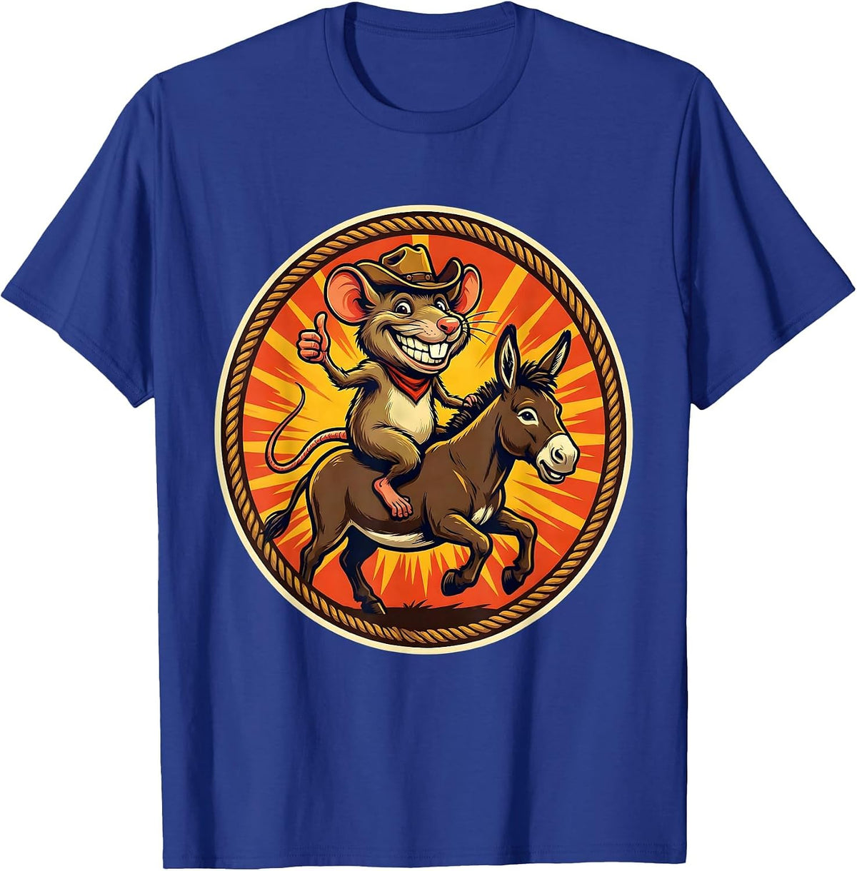 Rat Riding a Donkey Into the Sunset T-Shirt - Royal Blue
