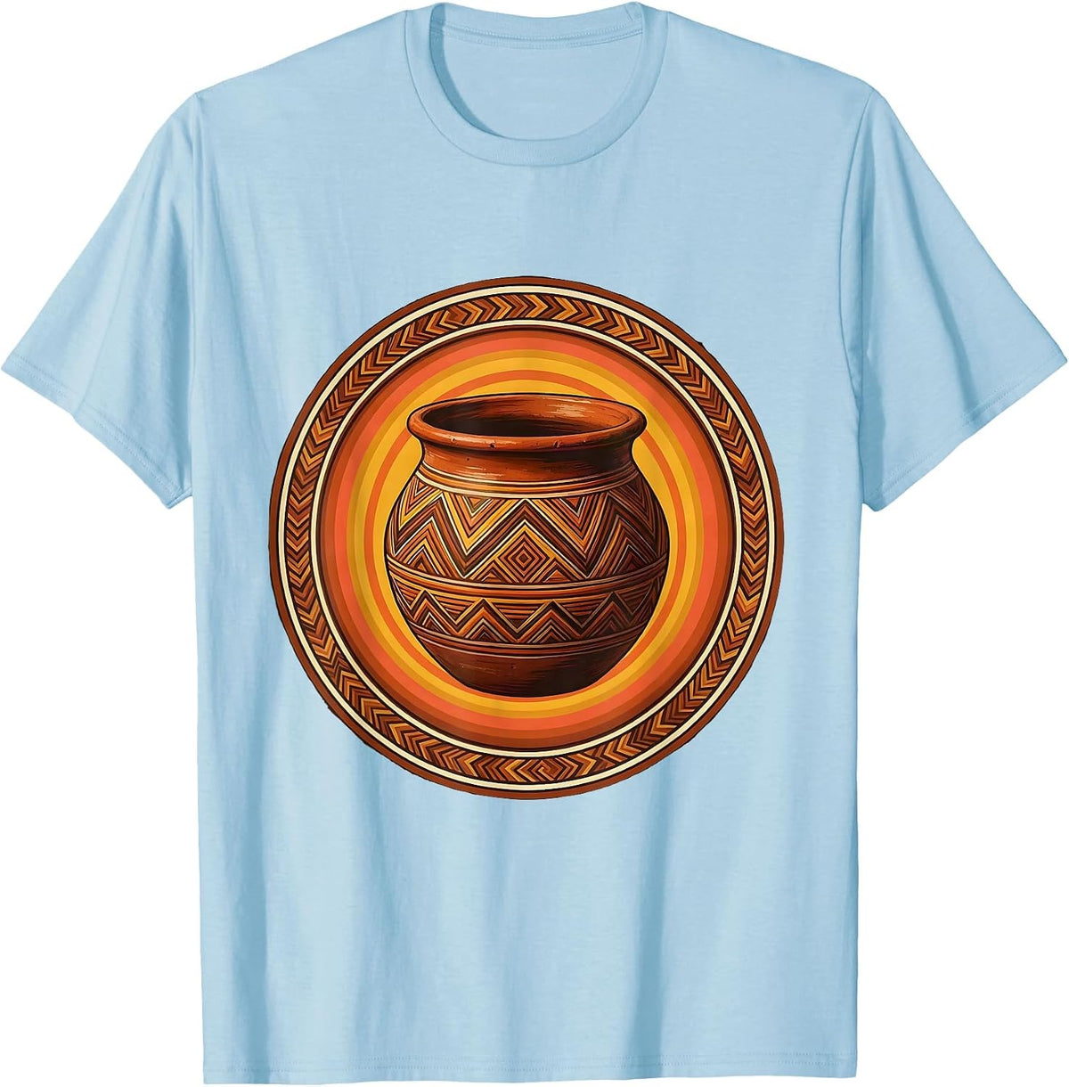 Oaxacan Black Clay Pot Mexican Folk Art Design T-Shirt - Baby Blue