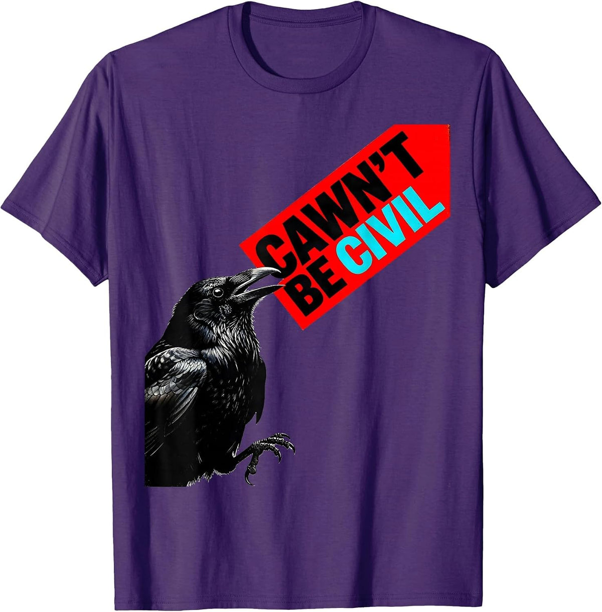 Men's Cawn't Be Civil Funny Crow Raven Dark Humor Gothic Halloween T-Shirt - Purple