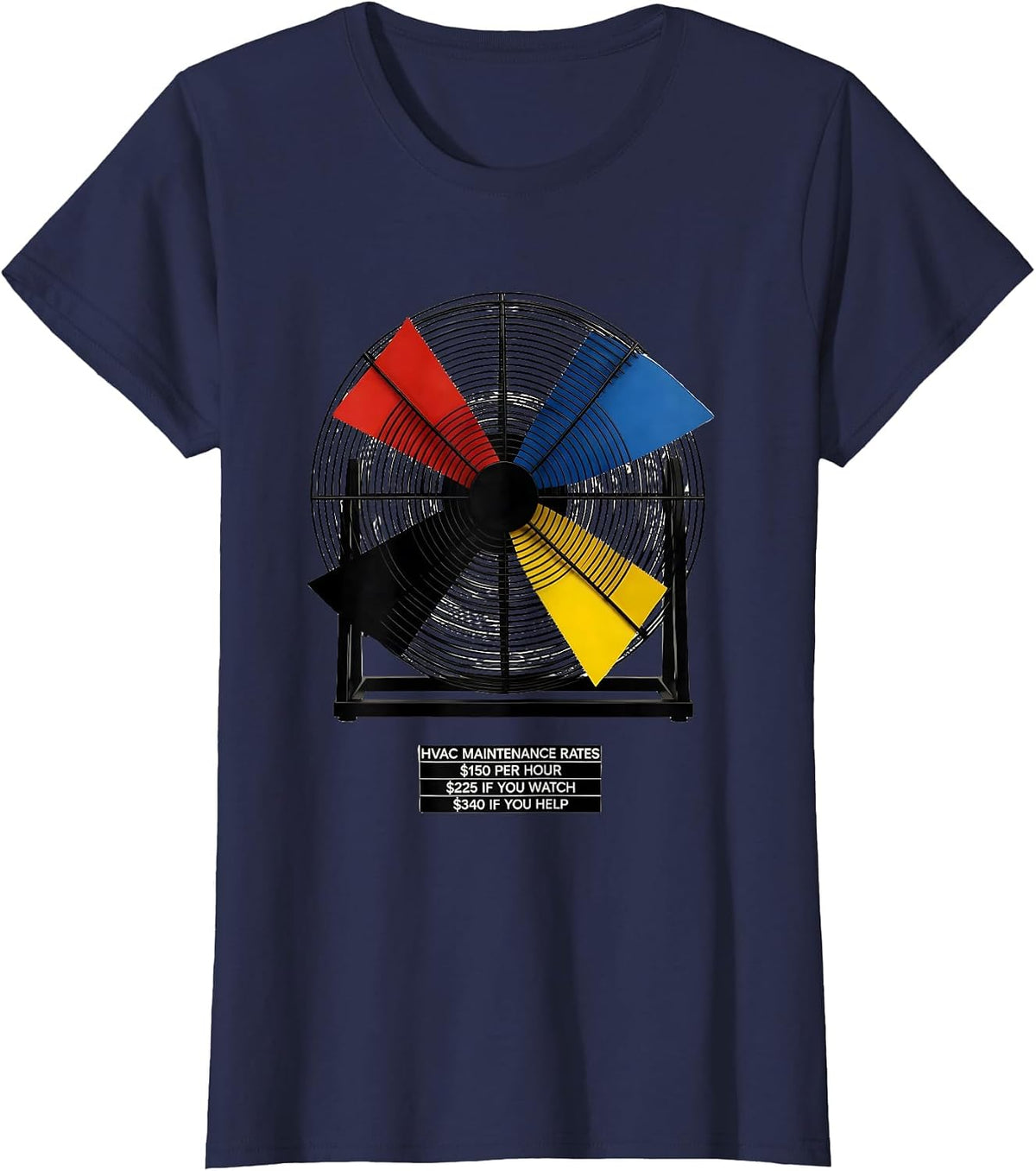 Women's HVAC Maintenance Rates Funny HVAC Technician Trade Humor T-Shirt - Navy Blue