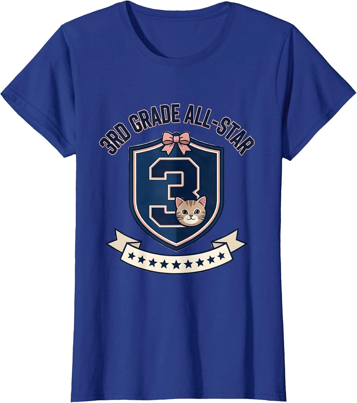 Women's 3rd Grade All-Star Cute Kitten Girls Back to School T-Shirt - Royal Blue