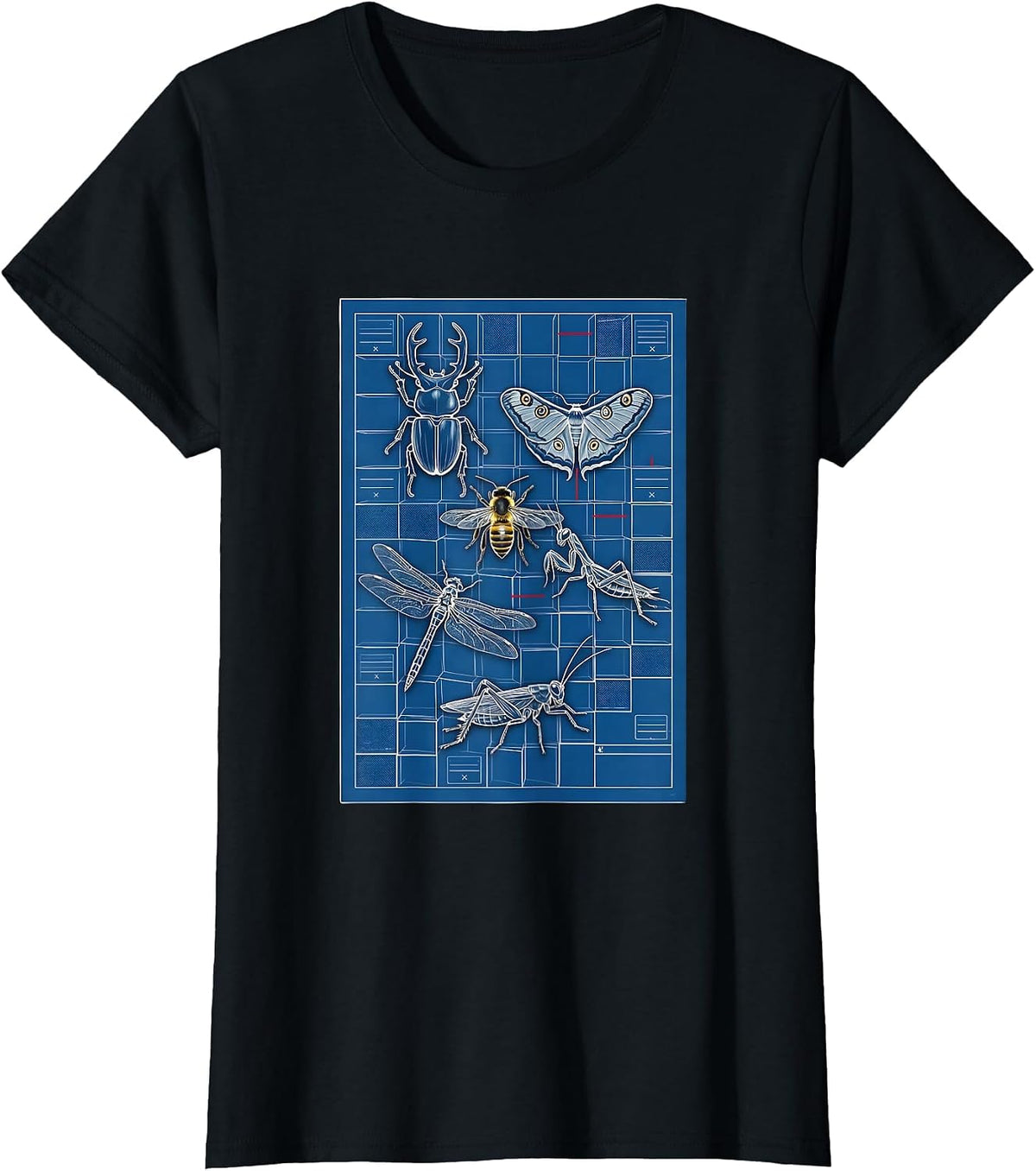 Insect Specimen Chart Bug Collector Entomology Humor T-Shirt - Black