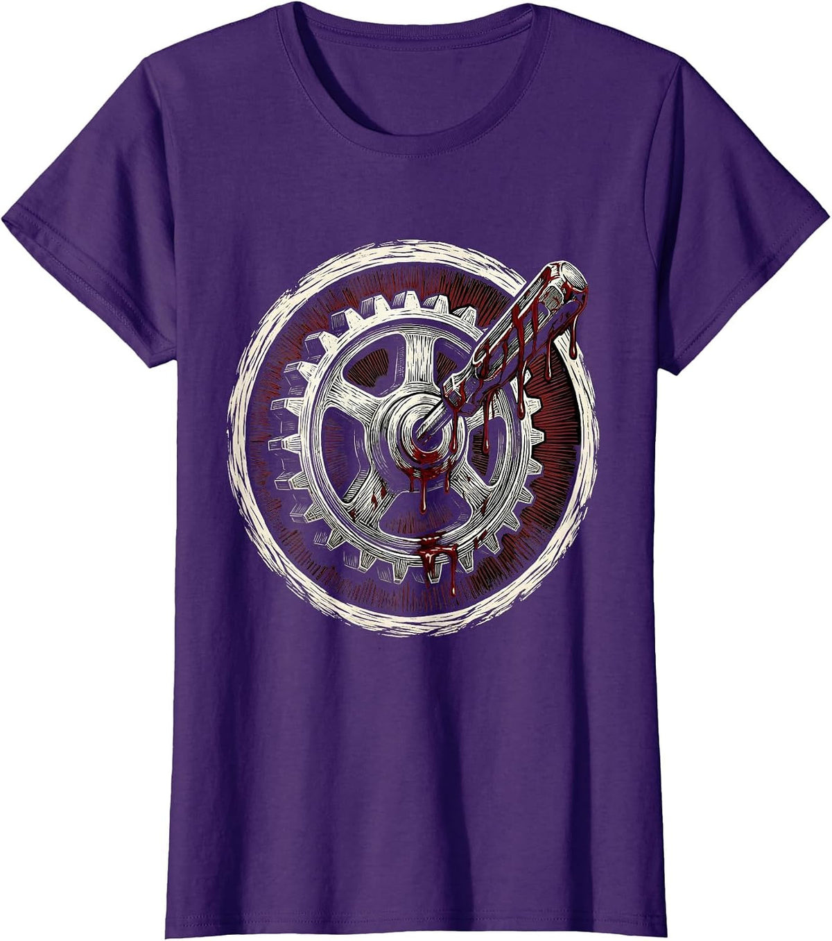 Women's Bloody Screwdriver Gear Problem Solved Graphic T-Shirt - Purple