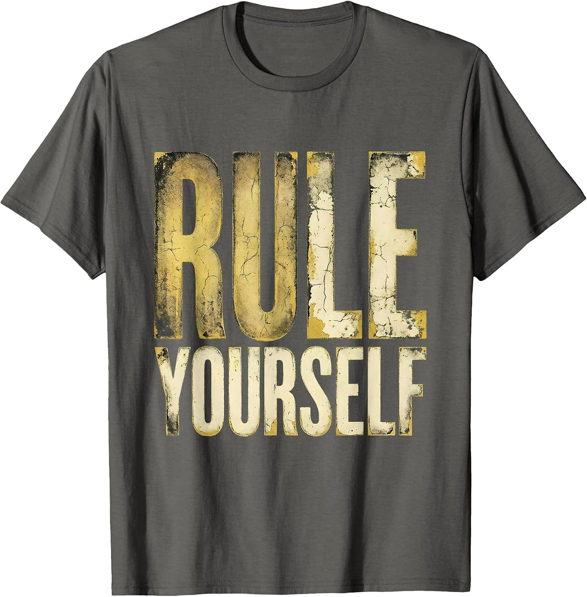 Rule Yourself No Kings Bold Graphic Design T-Shirt - Asphalt Grey