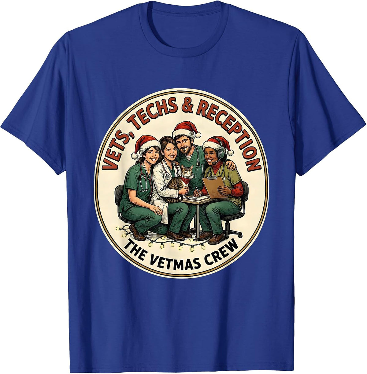 Vets, Techs & Reception: The Vetmas Crew Veterinary T-Shirt - Royal Blue