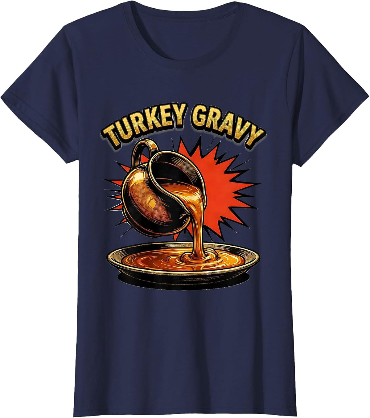 Women's Turkey Gravy Bootleg 90's Rap Rock Vintage Funny T-Shirt - Navy Blue