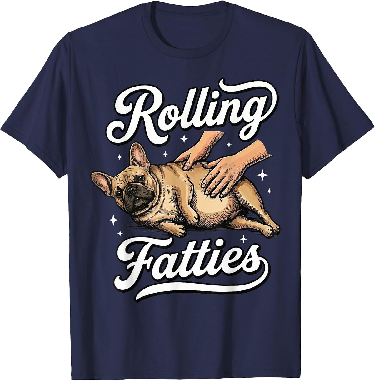 Rolling Fatties French Bulldog T-Shirt - Navy Blue