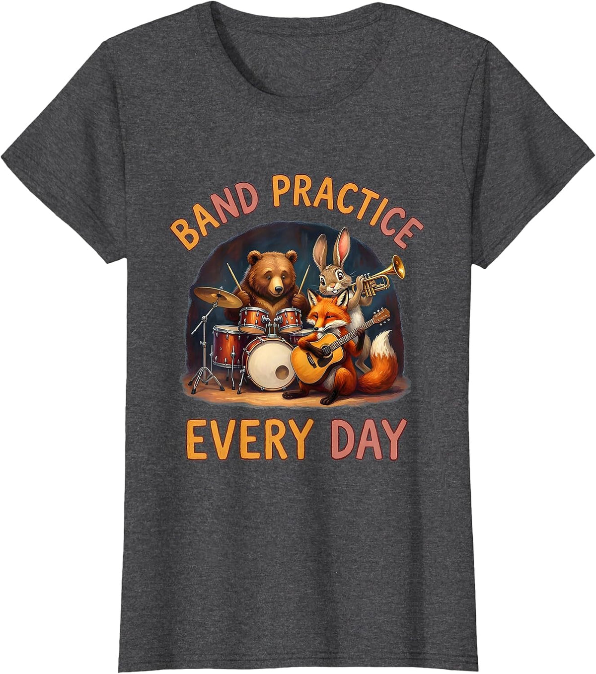 Women's Band Practice Every Day Musician Design T-Shirt - Dark Heather Grey