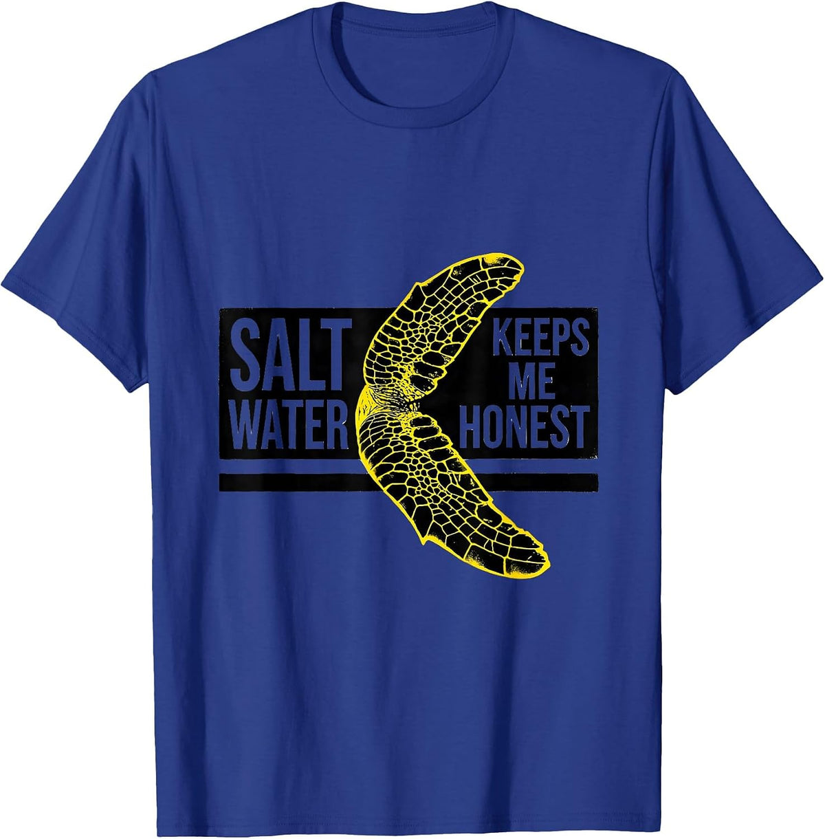 Men's Salt Water Keeps Me Honest Stencil Sea Turtle Ocean Animal T-Shirt - Royal Blue