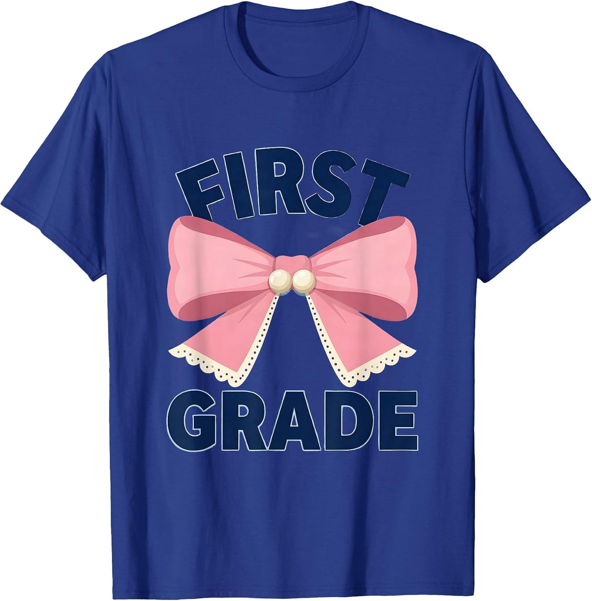 Men's First Grade Coquette Ribbon Teacher Back To School Girls T-Shirt - Royal Blue