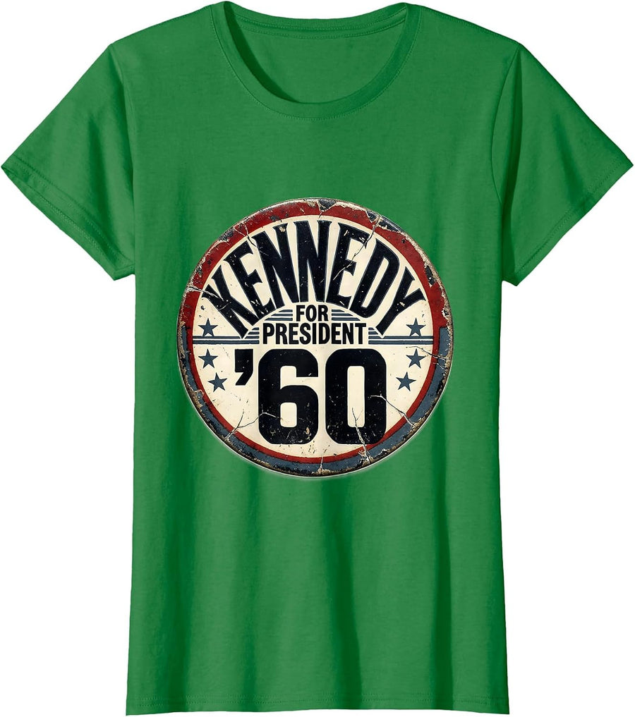 Women's Kennedy for President '60 Distressed Political History T-Shirt - Kelly Green