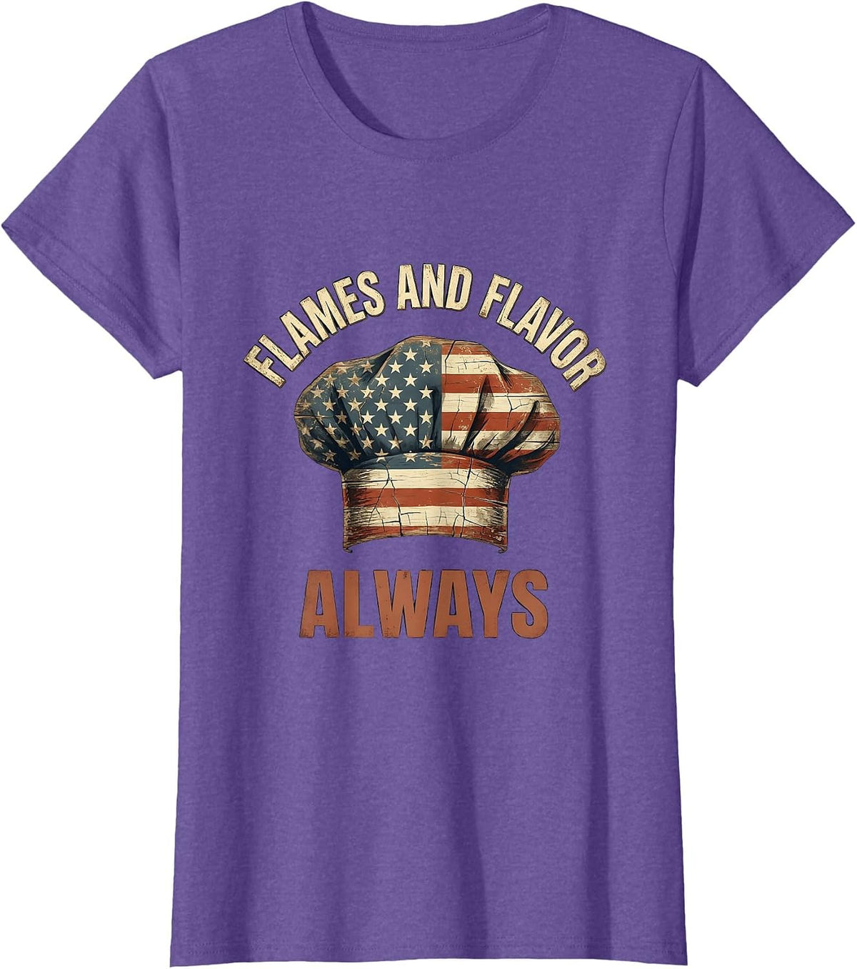 Flames and Flavor Always Chef Men Design T-Shirt - Purple Heather
