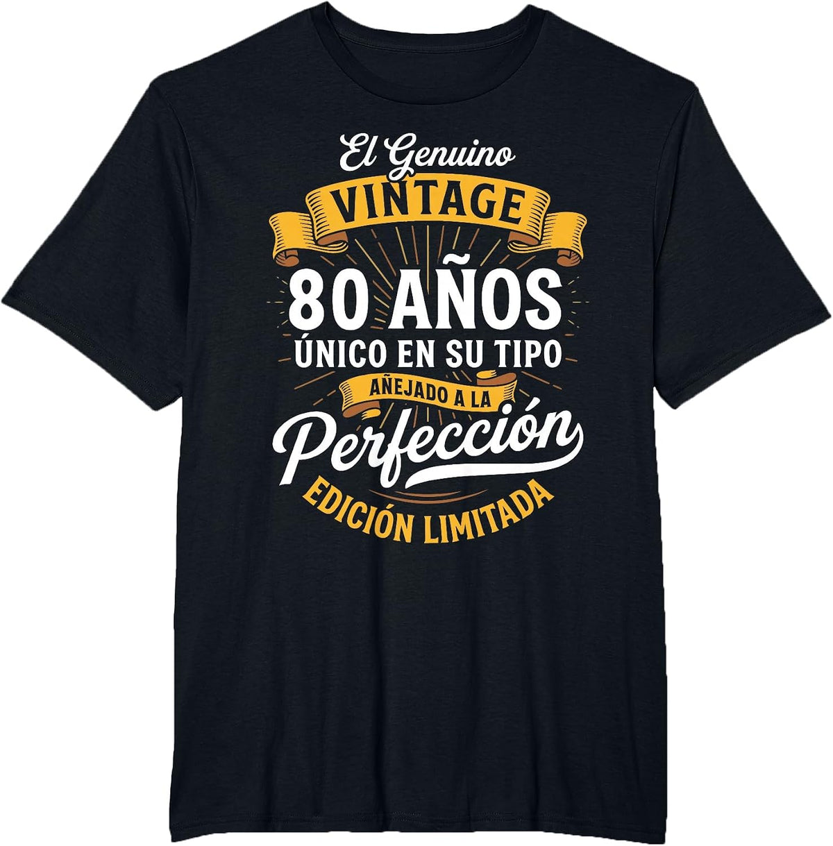 Vintage 80th Birthday Men Funny 80 Birthday Spanish T-Shirt - Black