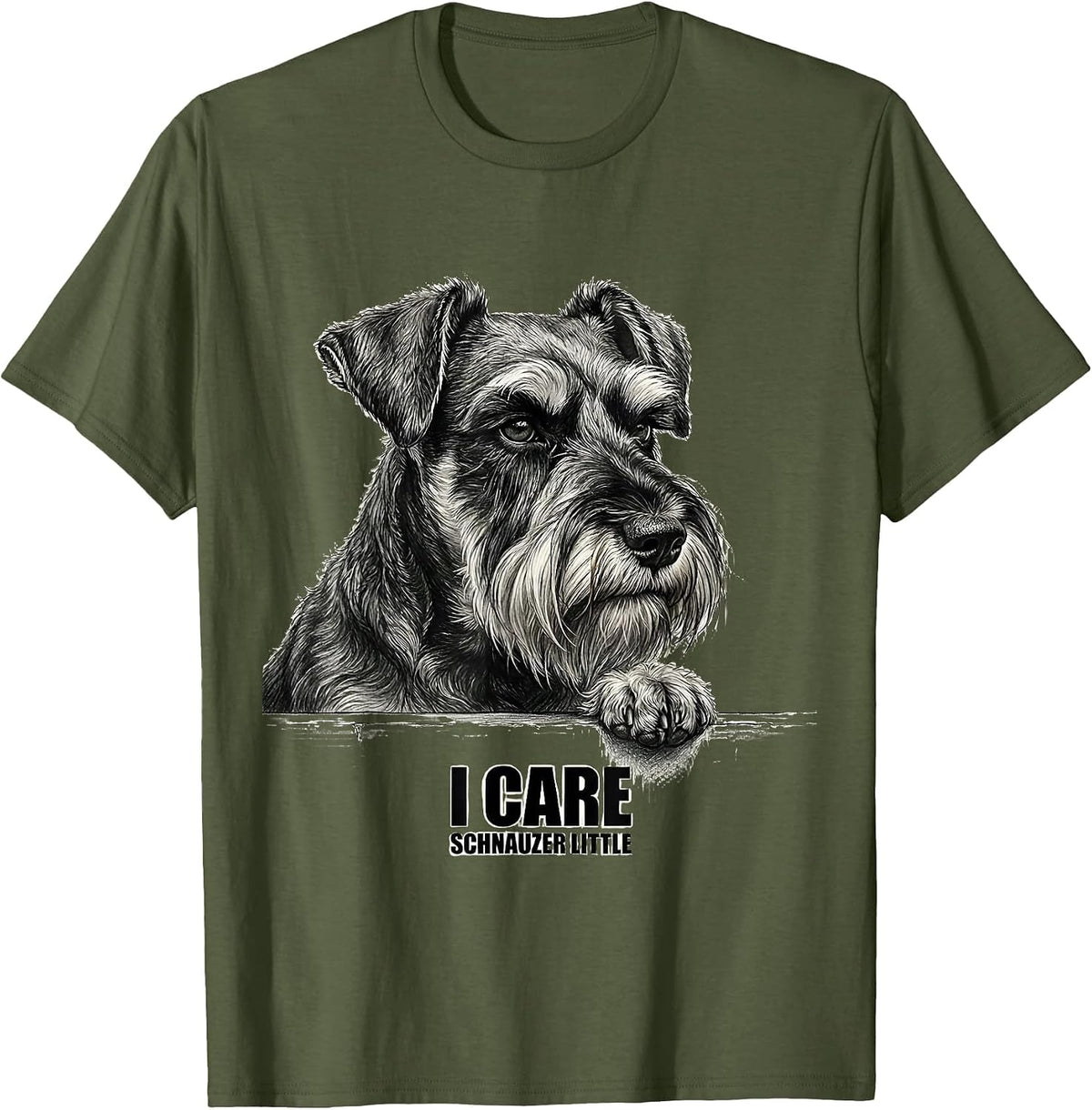 Men's I Care Schnauzer Little Funny Miniature Schnauzer Lover Gift T-Shirt - Olive Green