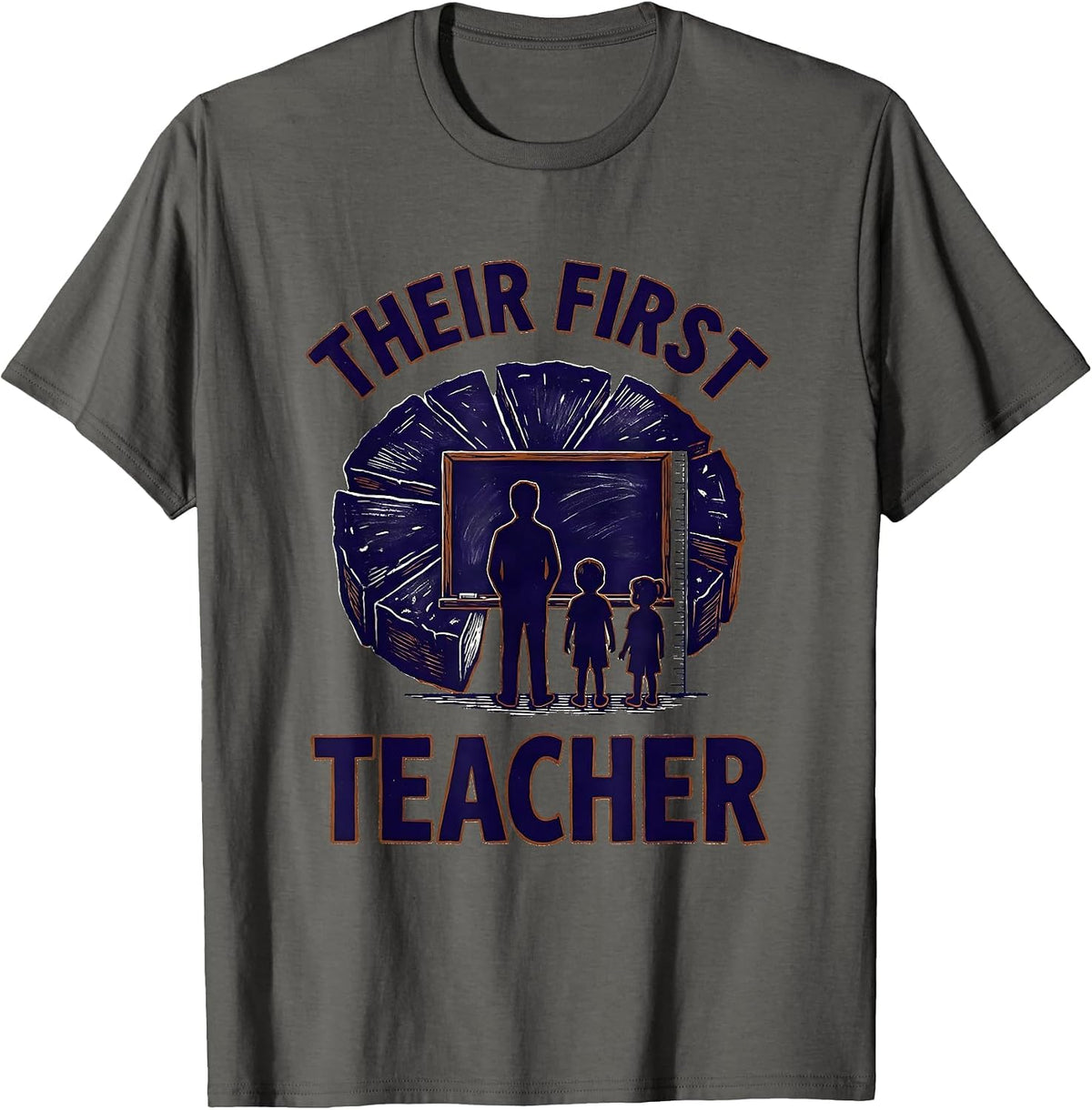 Their First Teacher Head Start Early Childhood Teacher Back T-Shirt - Asphalt Grey