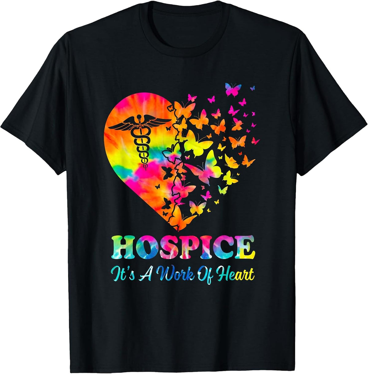 Hospice It's A Work of Heart Hospice Nurse Nursing Scrubs T-Shirt - Black