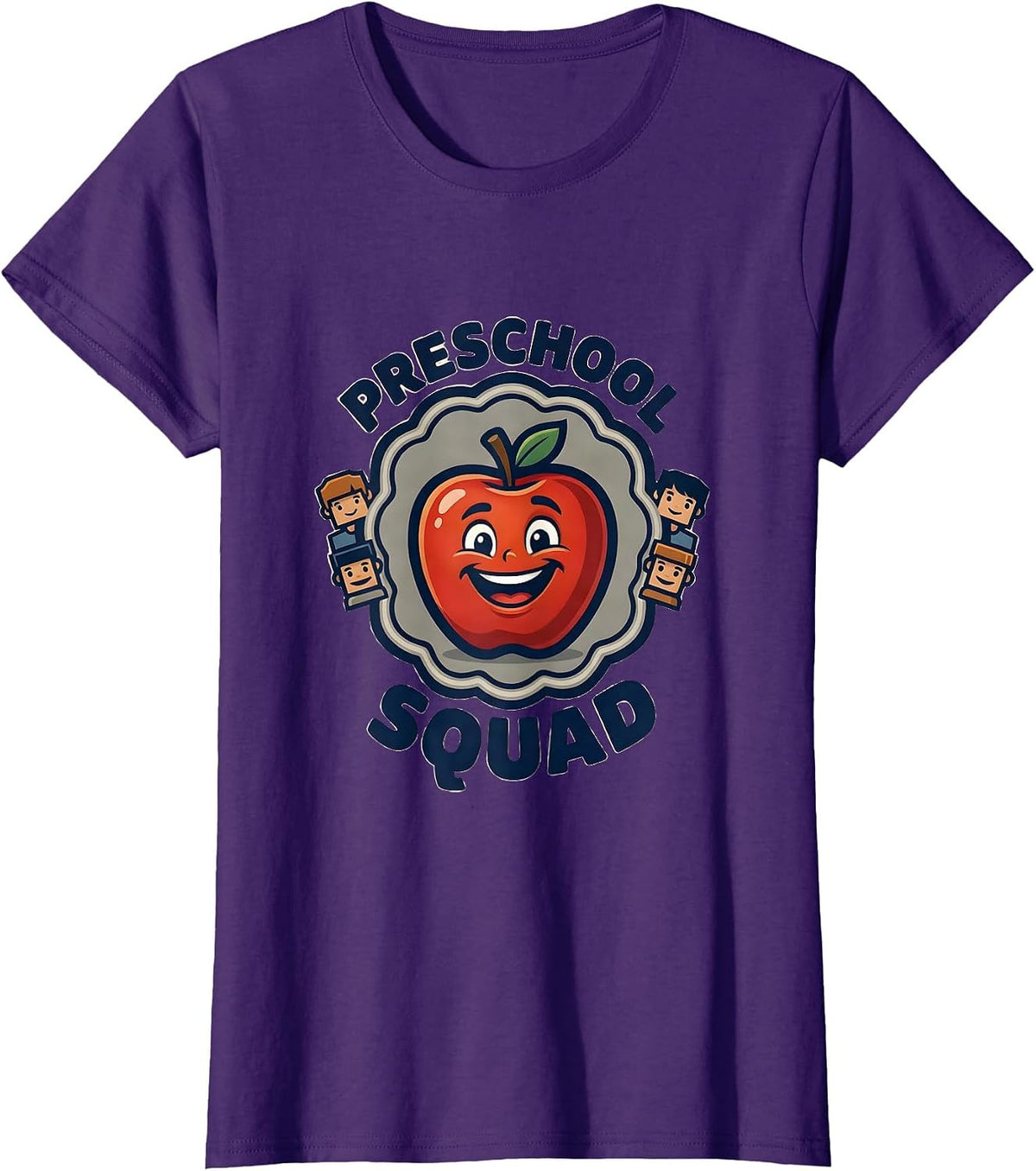 Women's Preschool Squad Head Start Early Childhood Teacher Back To T-Shirt - Purple