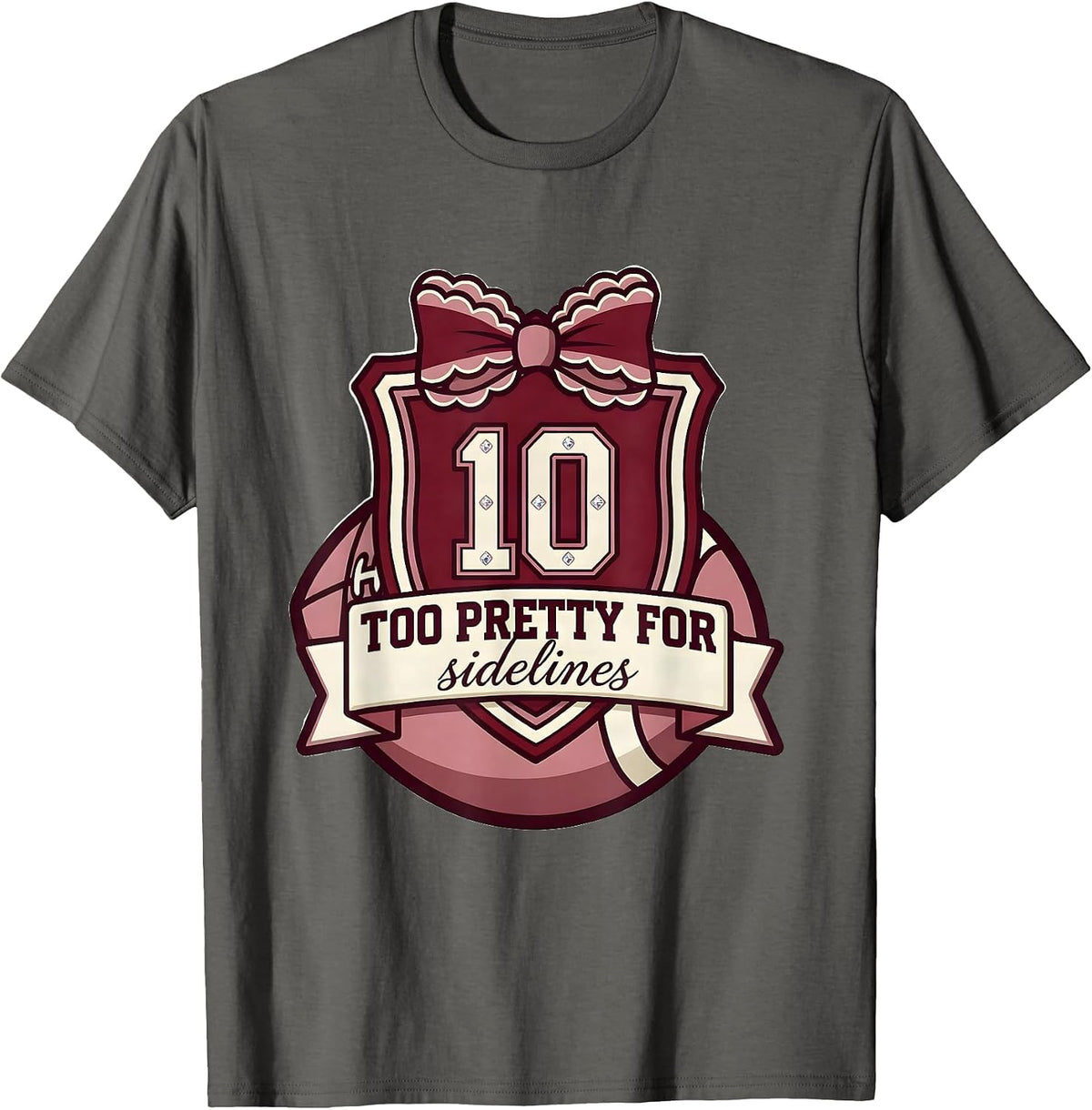 Men's Too Pretty For Sidelines Rugby Design T-Shirt - Asphalt Grey