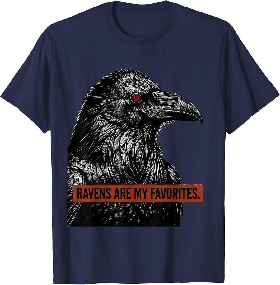 Ravens Are My Favorites Vintage Retro Bird Lover Nature T-Shirt - Navy Blue
