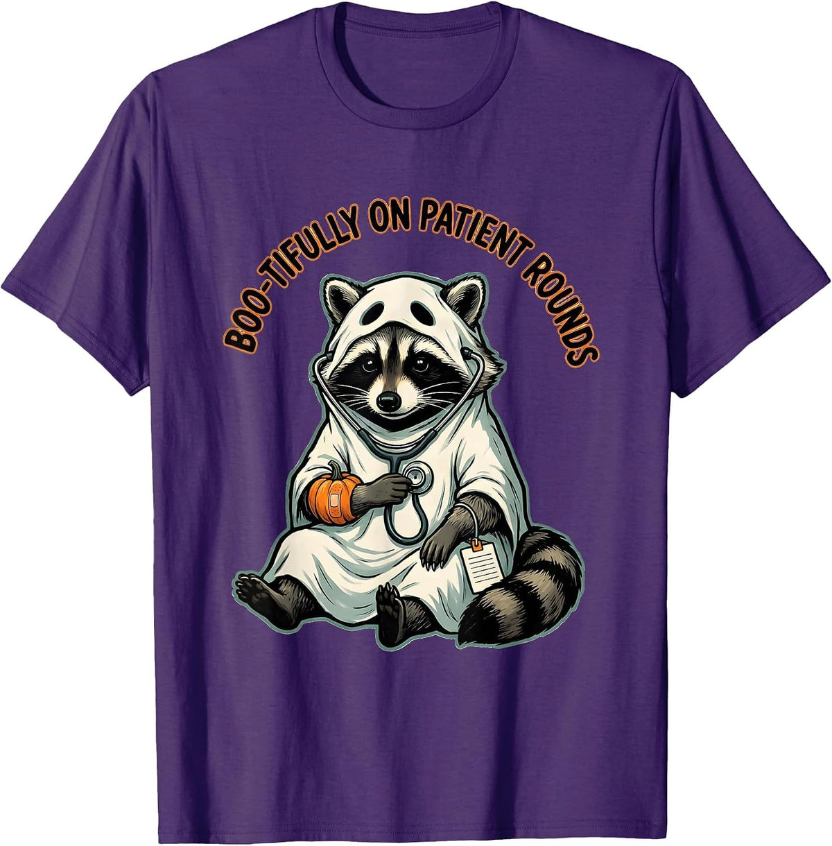Men's Boo-tifully On Patient Rounds Funny Vet Tech Halloween T-Shirt - Purple