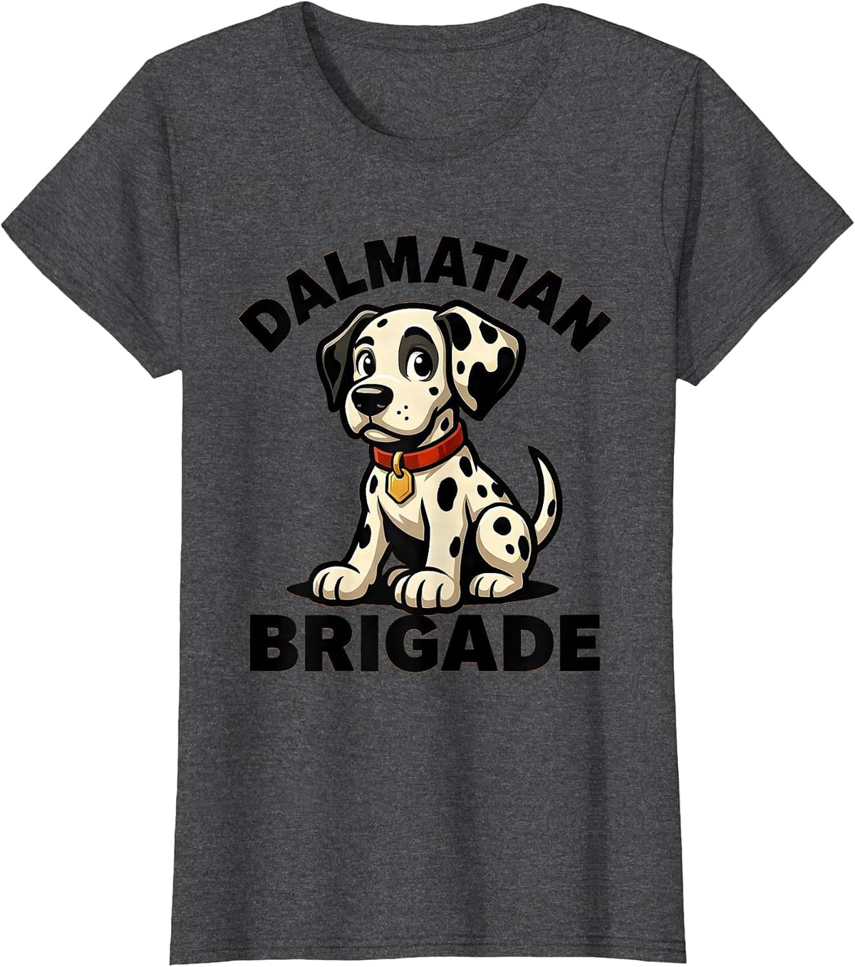 Women's Dalmatian Brigade Cartoon Dalmatian Dog Halloween Costume T-Shirt - Dark Heather Grey