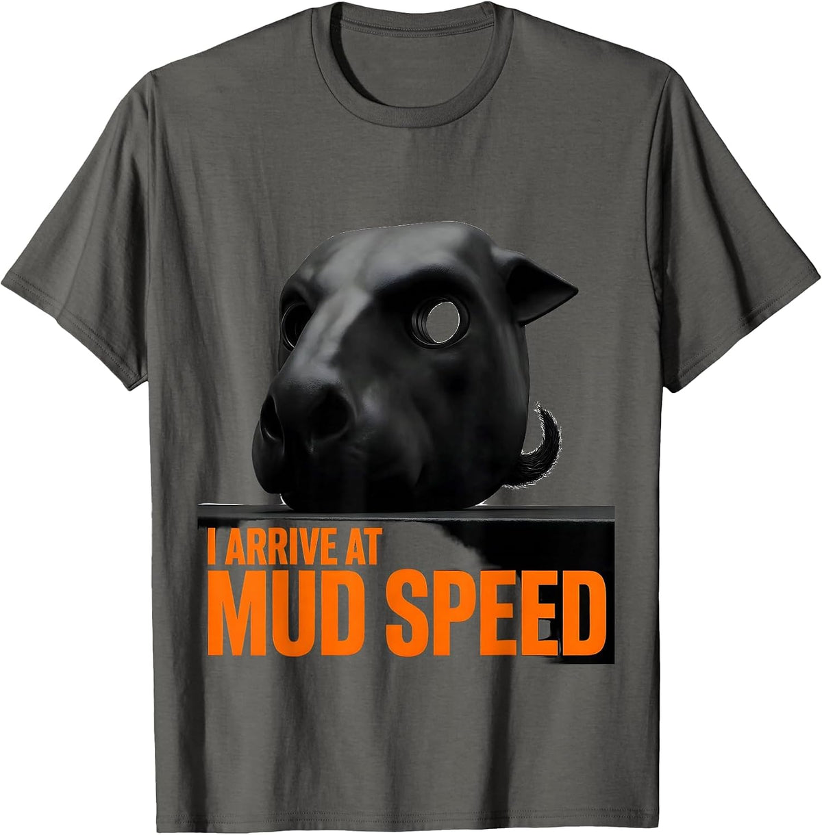Men's I Arrive At Mud Speed Brutalist Pig Lover Halloween Costume T-Shirt - Asphalt Grey