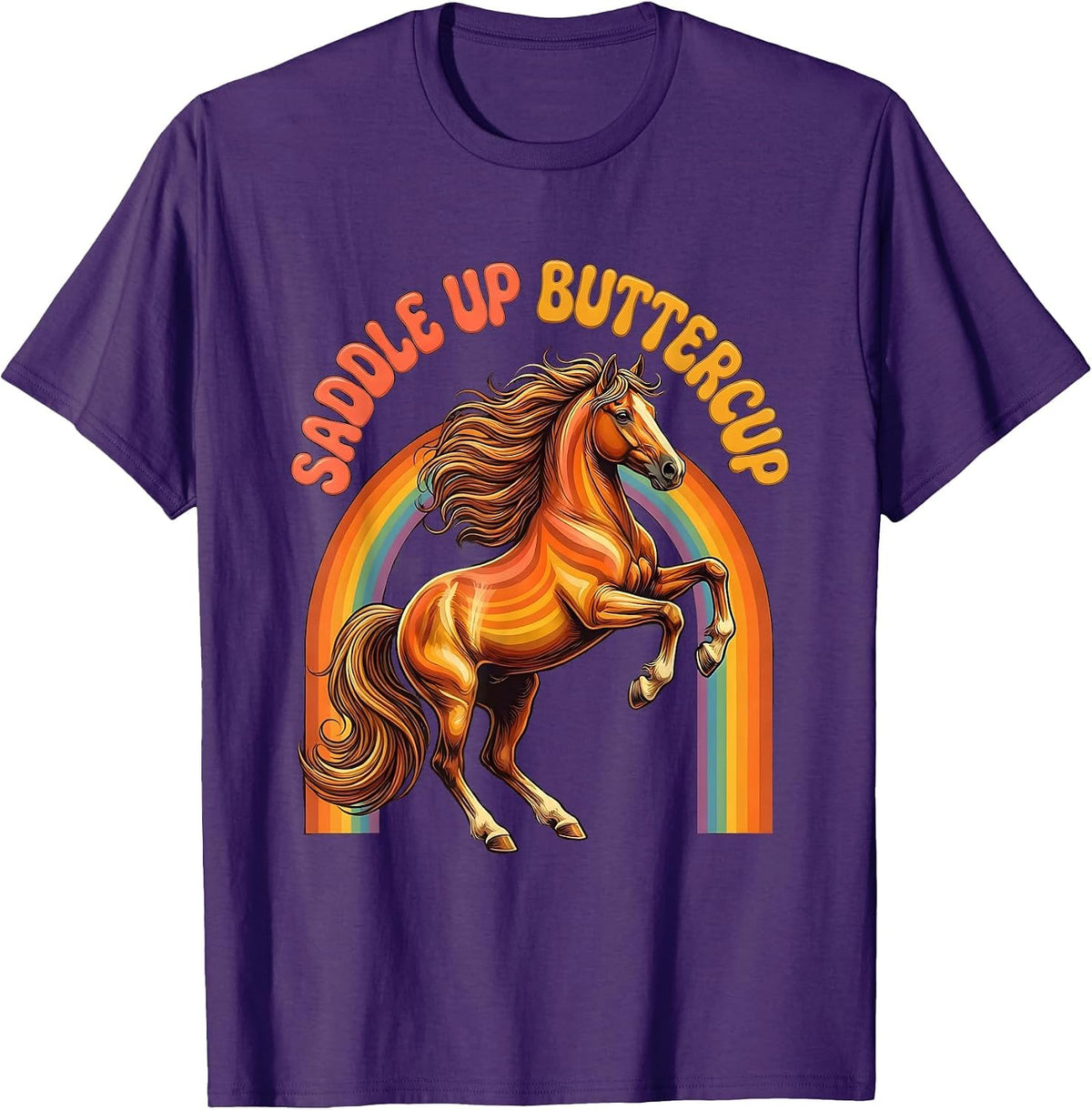 Saddle Up Buttercup Horse Riding Design T-Shirt - Purple