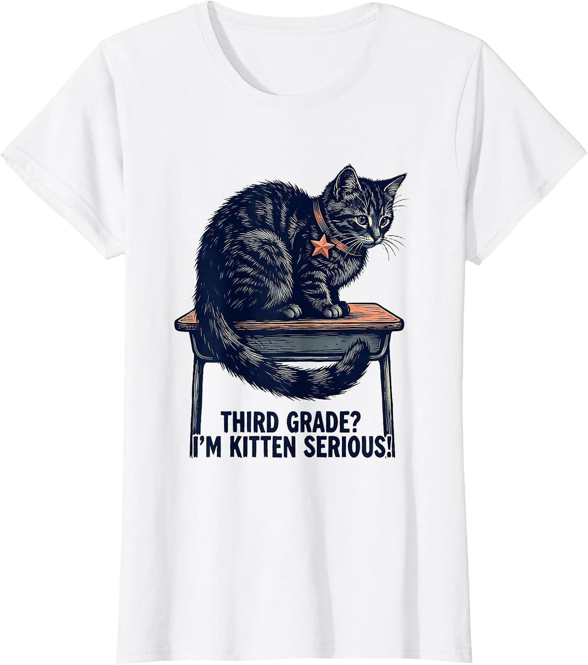 Third Grade? I’m Kitten Serious! Cute Cat Back To School T-Shirt - White