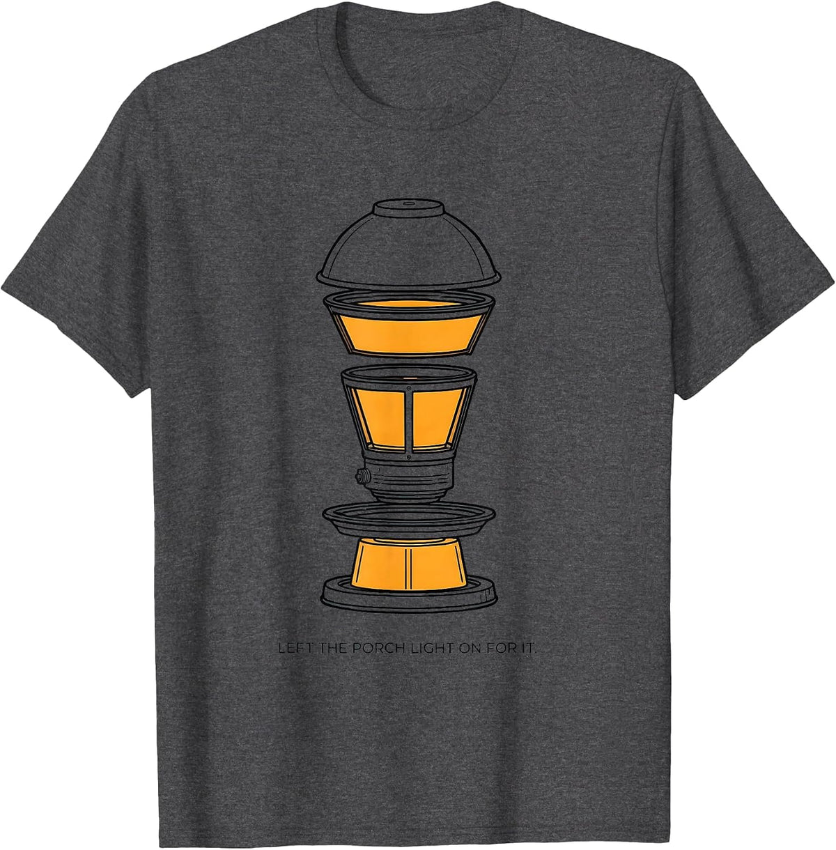Men's Left The Porch Light On For It Funny UFO Alien Novelty Humor T-Shirt - Dark Heather Grey