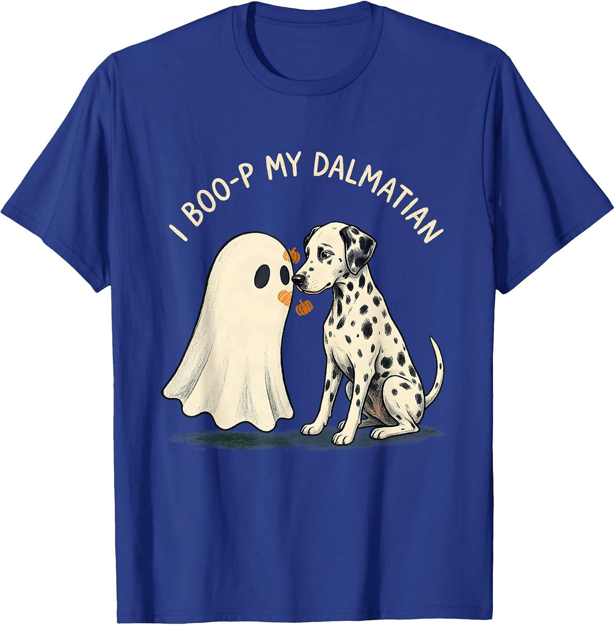 Men's I Boo-p My Dalmatian Funny Ghost Dog Mom Halloween Humor T-Shirt - Royal Blue