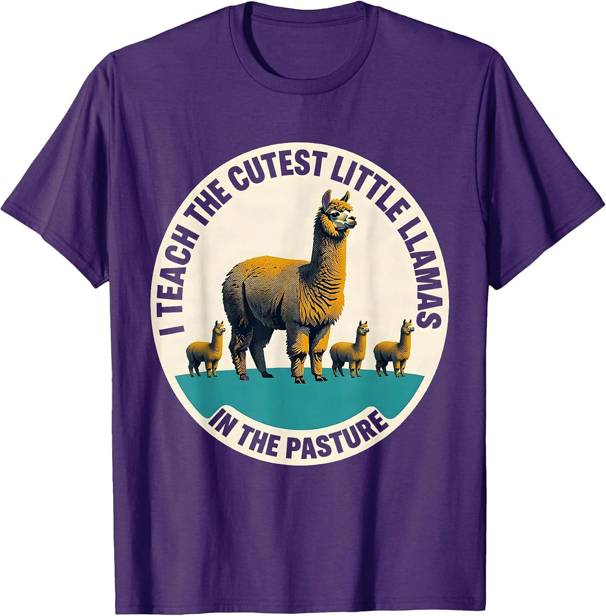 I Teach The Cutest Little Llamas In The Pasture Teacher T-Shirt - Purple
