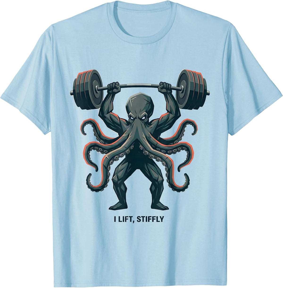 Men's I Lift, Stiffly Funny Gym Workout Weightlifting Humor T-Shirt - Baby Blue