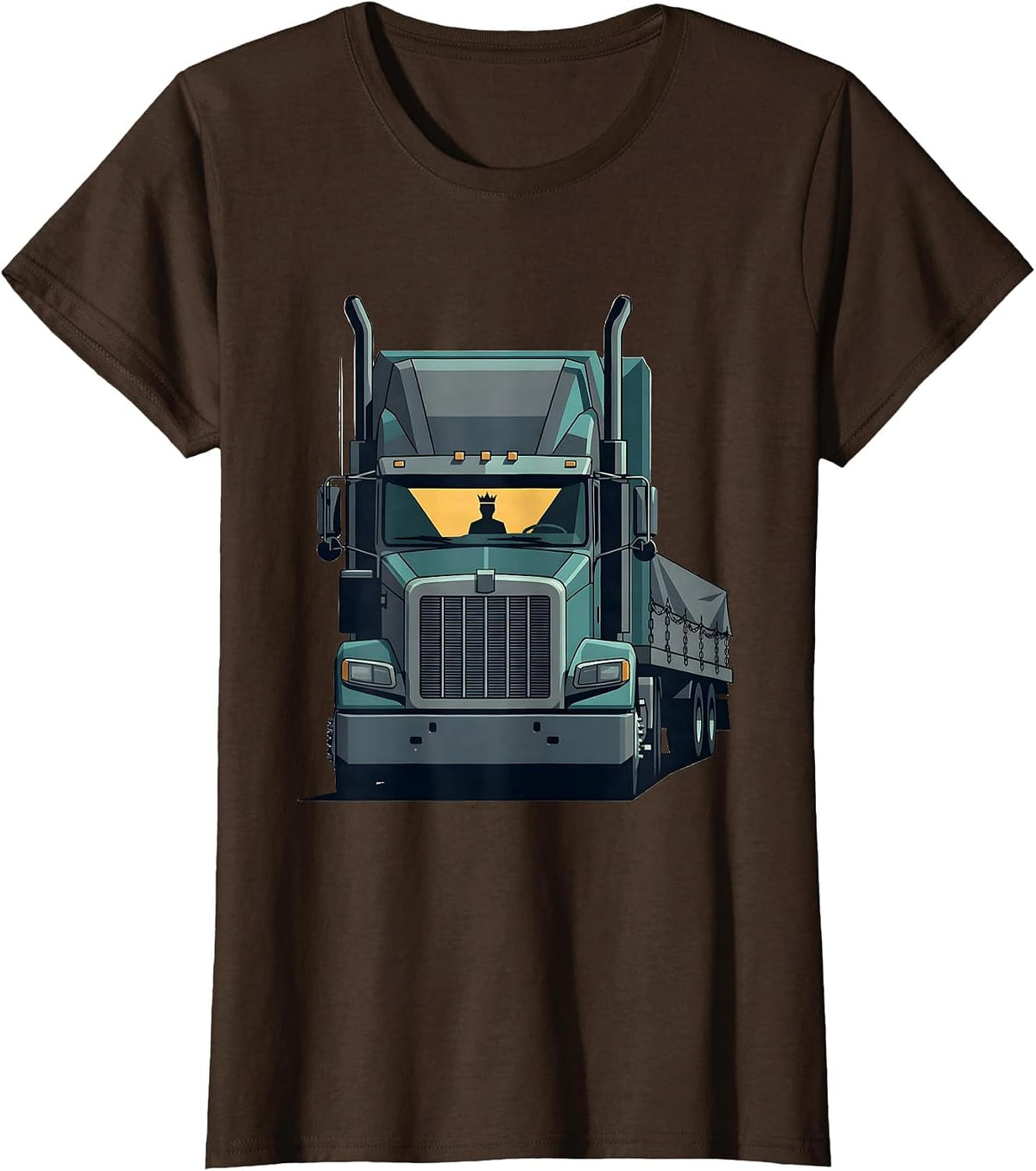 Women's Semi Trucker Flatbed Driver Humor T-Shirt - Brown