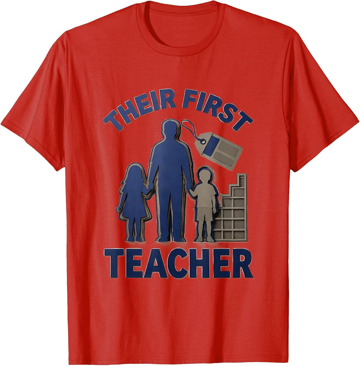 Men's Their First Teacher Head Start Early Childhood Teacher Back T-Shirt - Red