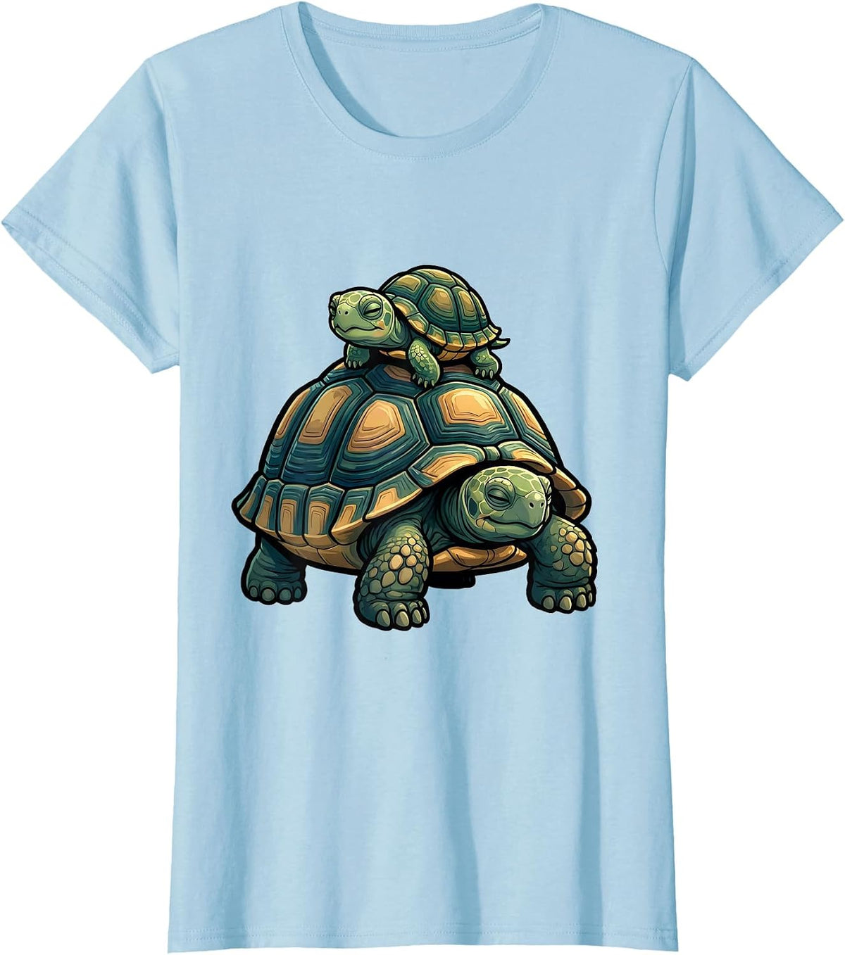 Peaceful Tortoise Family Cartoon Turtle Lover Gift T-Shirt - Baby Blue