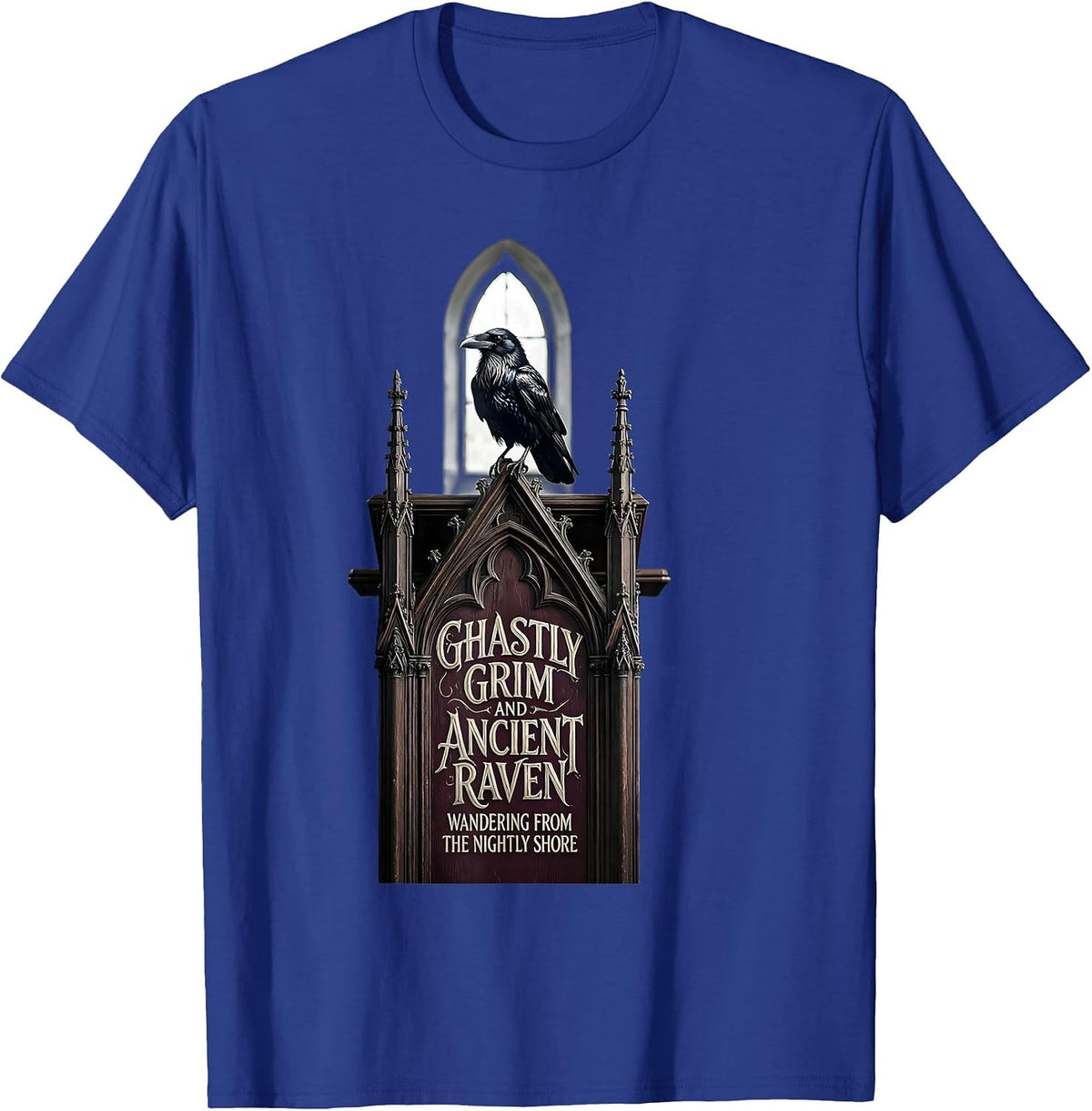 Men's Ghastly Grim Raven Gothic Literary Humor T-Shirt - Royal Blue