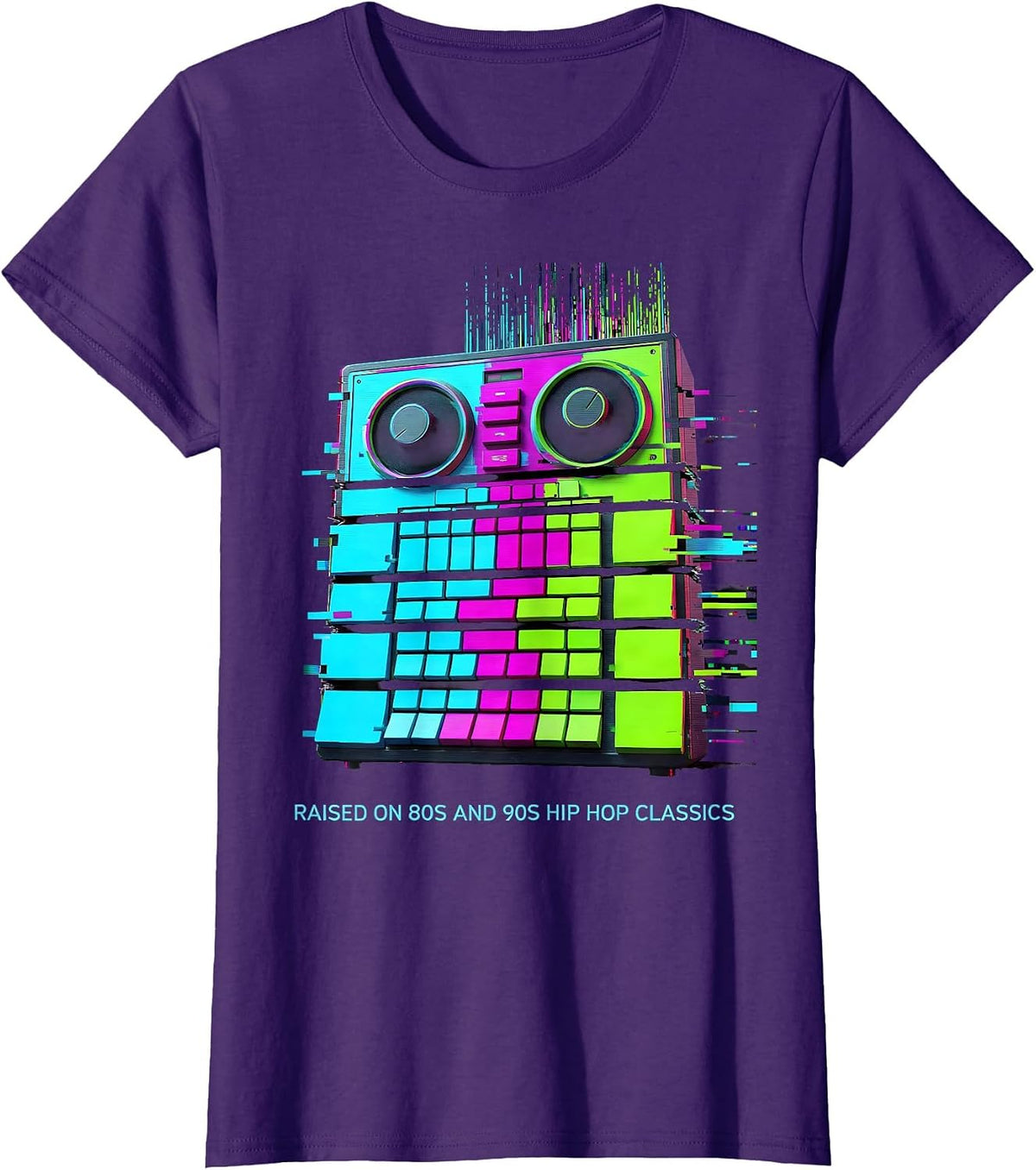 Women's Raised On 80s And 90s Hip Hop Classics Retro Nostalgia T-Shirt - Purple