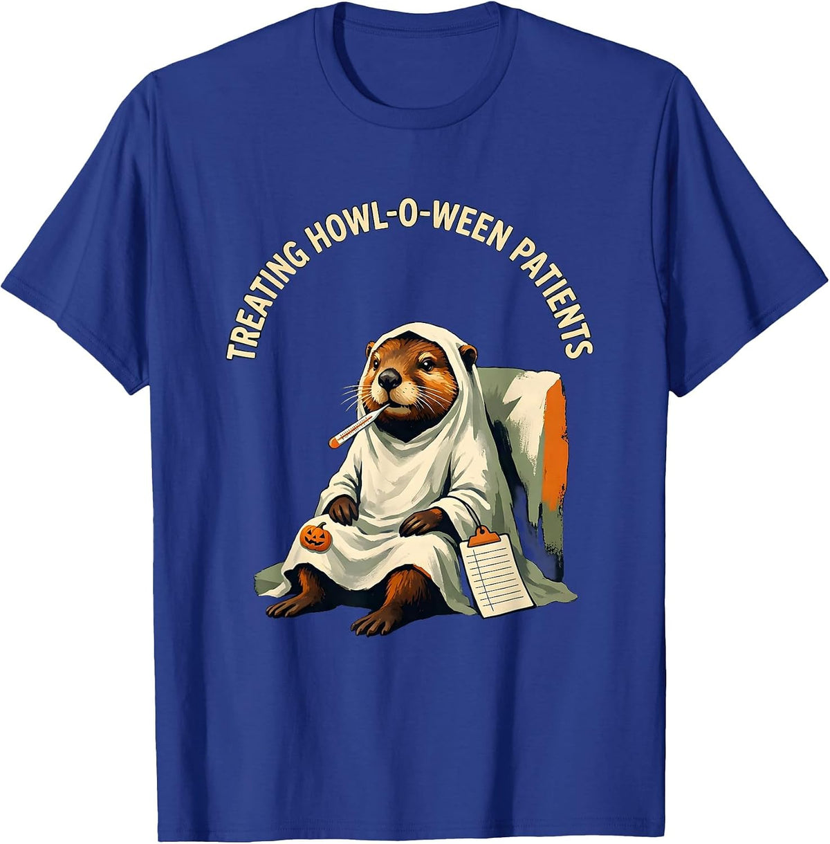 Men's Treating Howl-o-ween Patients Funny Vet Tech Halloween T-Shirt - Royal Blue