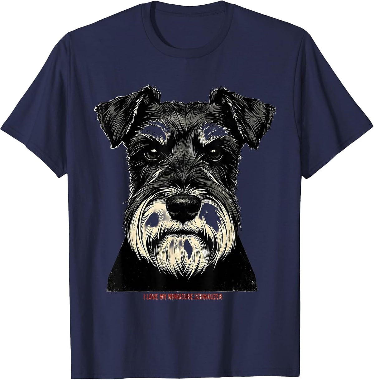Men's I Love My Miniature Schnauzer Funny Dog Lover Pet Parent T-Shirt - Navy Blue
