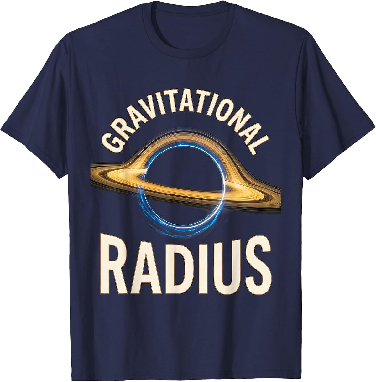 Men's Gravitational Radius Cosmic Black Hole Physics T-Shirt - Navy Blue