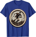 Rugby Player Silhouette Rain and Mud Graphic T-Shirt - Royal Blue