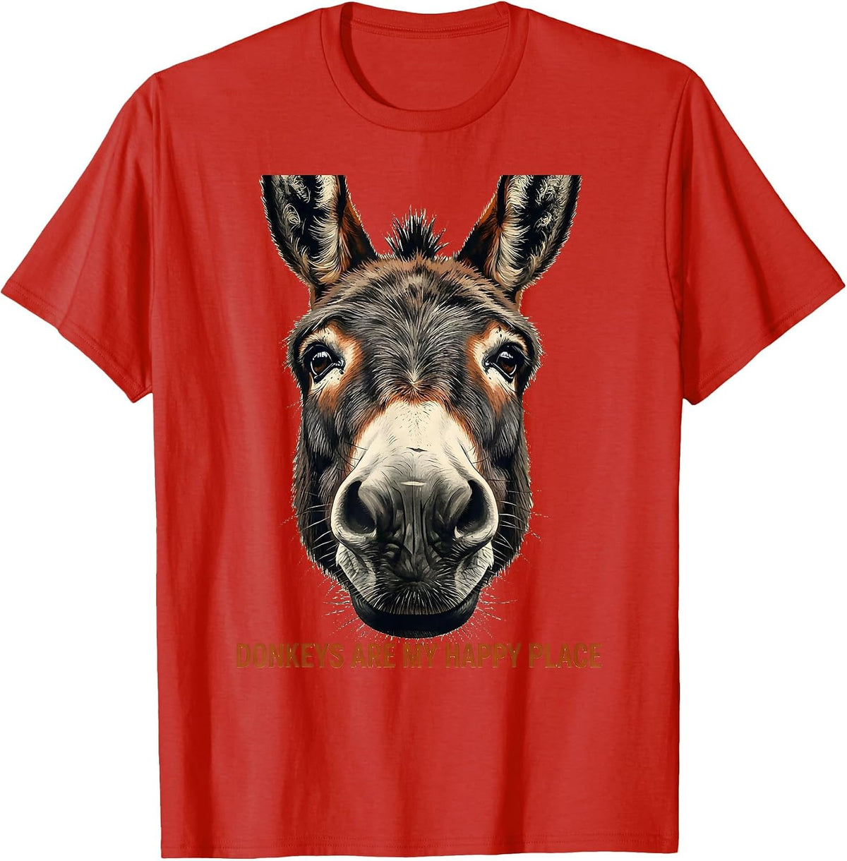 Men's Donkeys Are My Happy Place Funny Donkey Lover Animal Humor T-Shirt - Red