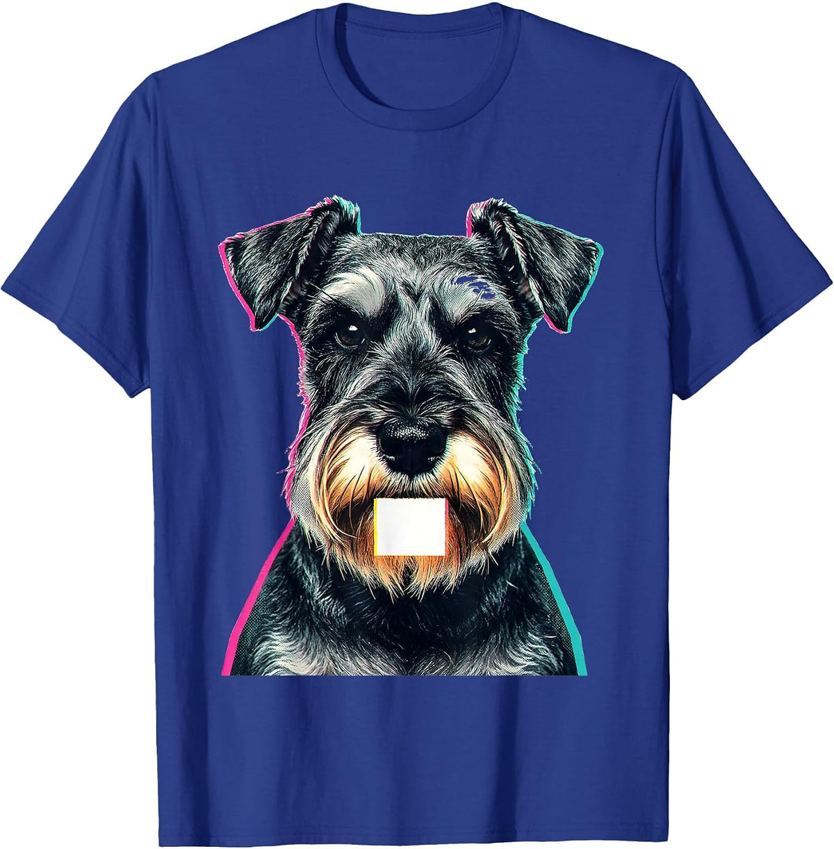 Miniature Schnauzer Face Risograph Dog Lover Gift T-Shirt - Royal Blue