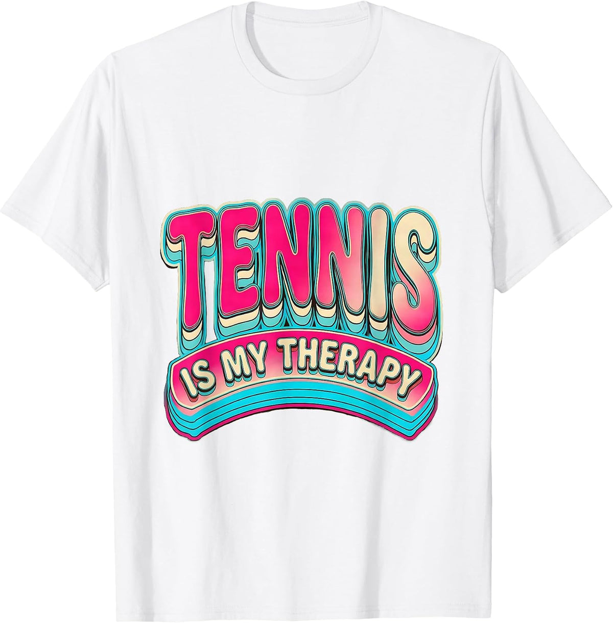 Men's Tennis Is My Therapy Racket Sport Design T-Shirt - White